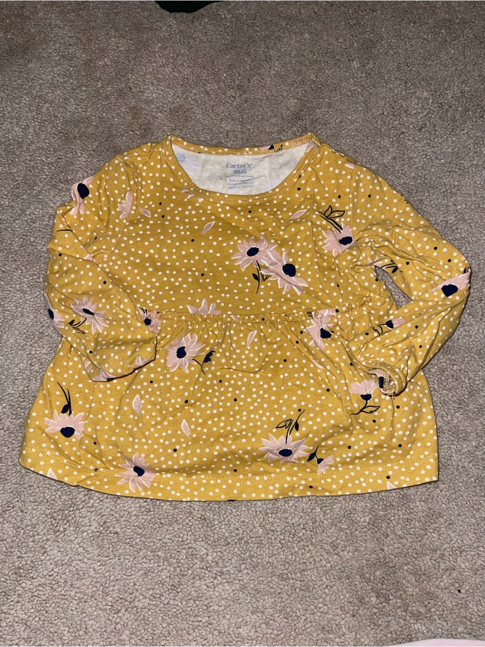Carter's Yellow Floral Polka Dot Long-Sleeve Top